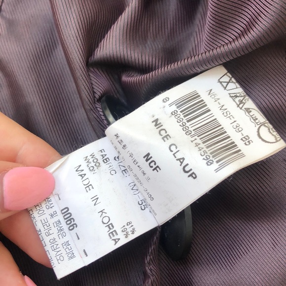 Nice Claup black white dot single button deep v neck wool blazer - Picture 10 of 14